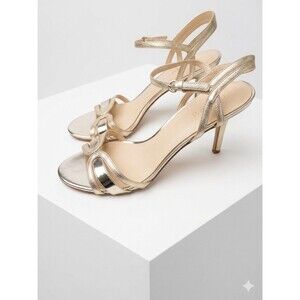 Nine West Gold Strappy Heels Size 9 Metallic Slingback Sandals Formal Occasion